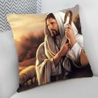 Almofada Decorativa Cheia C/ Zíper 25x25 Jesus Bom Pastor