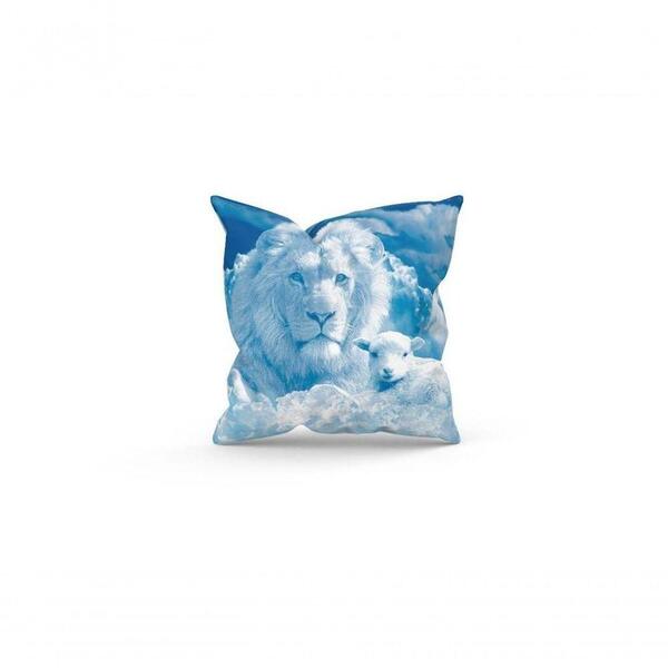 Almofada Decorativa Cheia C/ Zíper 25x25 Leão E Cordeiro