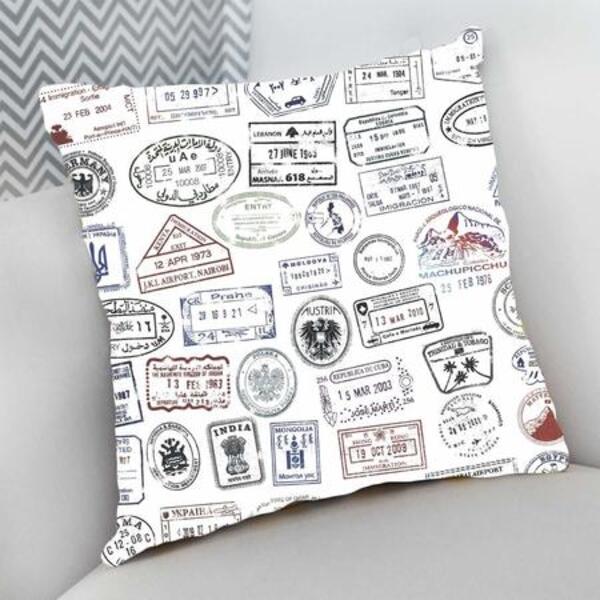Almofada Decorativa Cheia C/ Zíper 25x25cm  Carimbos Passapor