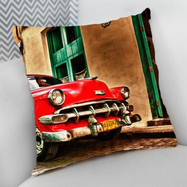 Almofada Decorativa Cheia C/ Zíper 25x25cm  Carro Antigo