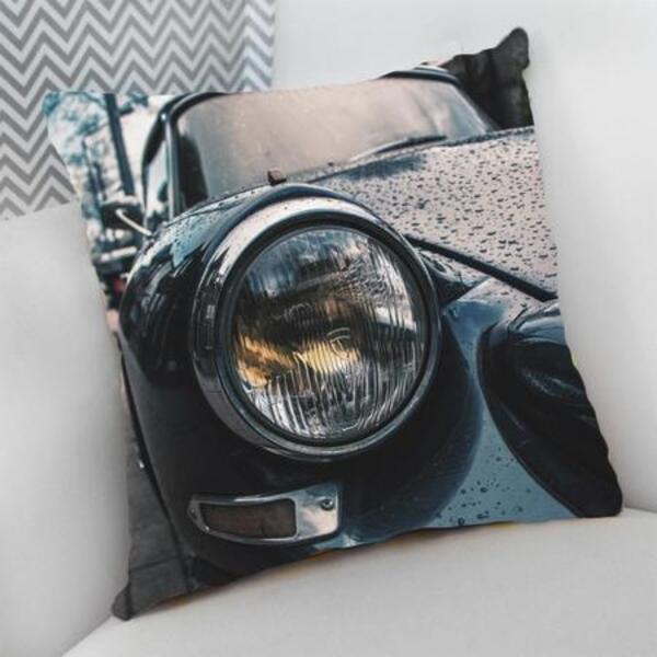 Almofada Decorativa Cheia C/ Zíper 40x40cm  Carro Preto