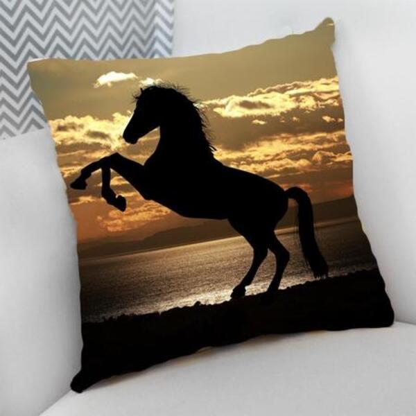 Almofada Decorativa Cheia C/ Zíper 40x40cm  Cavalo Quarto De