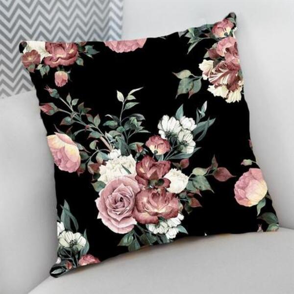 Almofada Decorativa Cheia C/ Zíper 40x40cm  Floral Com Fundo
