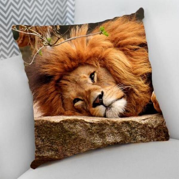Almofada Decorativa Cheia C/ Zíper 40x40cm  Leão