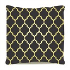 Almofada Decorativa Cheia Veludo Foil Ouro 45x45cm Preto