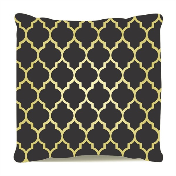 Almofada Decorativa Cheia Veludo Foil Ouro 45x45cm Preto