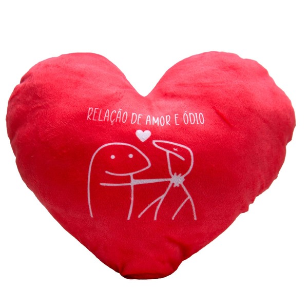 Almofada Decorativa Coração Médio Relação De Amor E Ódio Verm