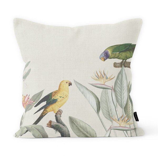 Almofada Decorativa Finezza Em Linho Cru Papagaio - 45x45 Cm