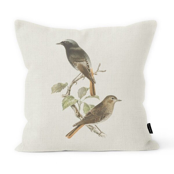 Almofada Decorativa Finezza Em Linho Cru Pássaros No Galho -