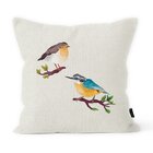 Almofada Decorativa Finezza Em Linho Cru Pássaros Sanhaçu Lar