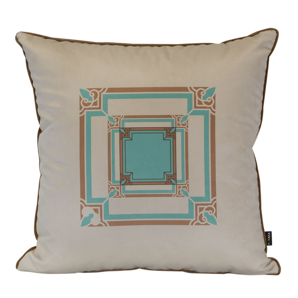 Almofada Decorativa Geométrica Azul Tiffany 45x45 Veludo Com