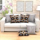 Almofada Decorativa Grande Estampada Preta Geométrica 60cm X