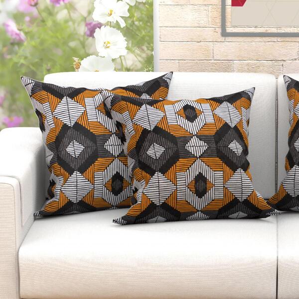 Almofada Decorativa Grande Preta Geométrica 2 Unidades Grande