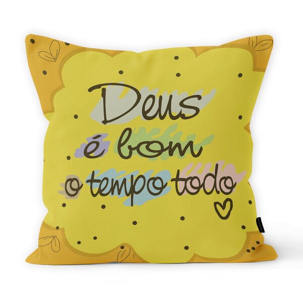 Almofada Decorativa Own Amarela Deus É Bom O Tempo Todo- 45x4