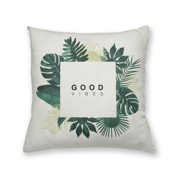 Almofada Decorativa Own Folhas Verdes Good Vibes - 45x45 Cm