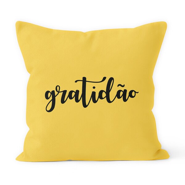 Almofada Decorativa Own Gratidão Amarela - 45x45 Cm