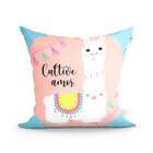 Almofada Decorativa Para Sala Rosa Lhama Cultive O Amor 45cm