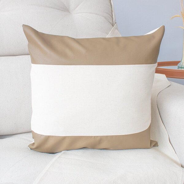 Almofada Decorativa Premium Deluxe Dois Lados Em Couro Carame