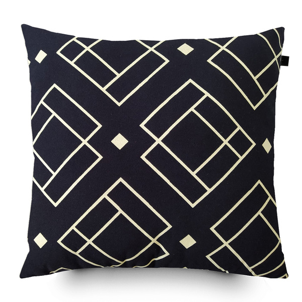 Almofada Decorativa Preta Cubos 50x50cm Marfim - Capa Com Enc