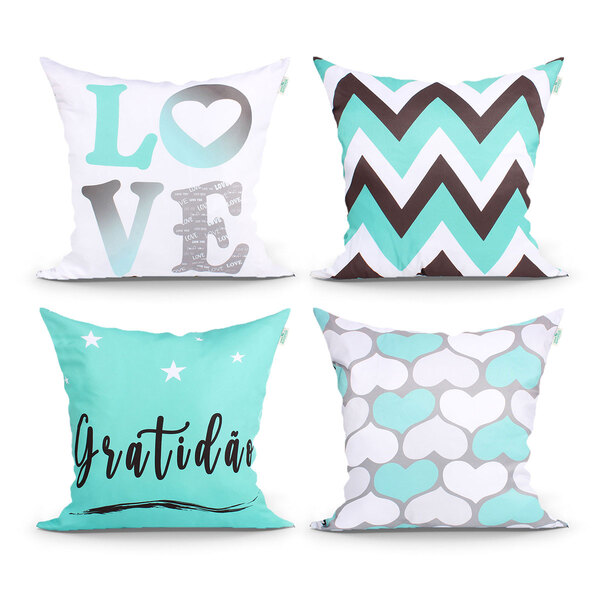 Almofada Decorativa Quarto Tiffany 4 Unidades 45cm X 45cm Com