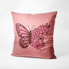 Almofada Decorativa Rosa Borboleta Rosa 40x40cm - Capa Com En