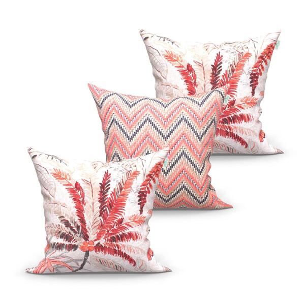 Almofada Decorativa Vermelha Estampada 3 Unidades 45cm X 45cm