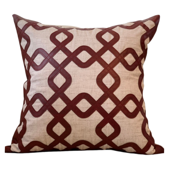 Almofada Deluxe Bordada Marsala Couro Quadrada Tipo:somente C