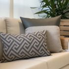 Almofada Em Couro E Linho Cinza Quadrada Tipo:somente Capa