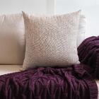 Almofada Em Linho Bordado Rosa Pó Quadrada Tipo:somente Capa