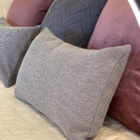 Almofada Em Linho Tramado Azul E Cinza Retangular Tipo:comple