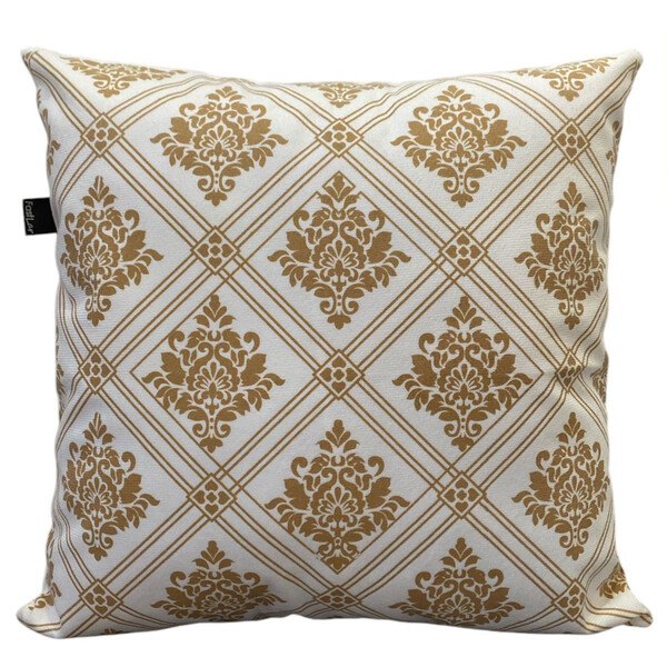 Almofada Estampada Damask 40x40cm Ráfia - Capa Com Enchimento