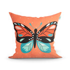 Almofada Estampada Laranja Borboleta Para Sala Ou Quarto 2 Un