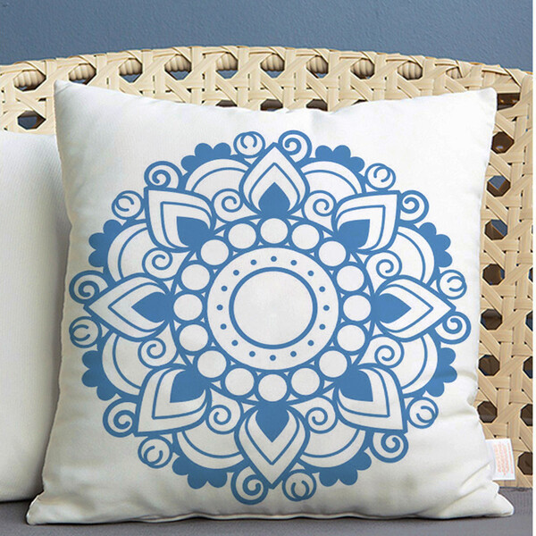 Almofada Estampada Mandala 40x40cm Obery Azul - Capa Com Ench