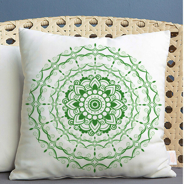 Almofada Estampada Mandala 40x40cm Provence Verde - Capa Com