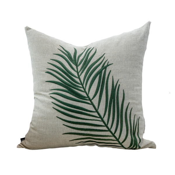Almofada Eva Bordada Folhas Verde Quadrada Tipo:somente Capa