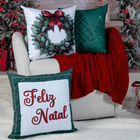 Almofada Feliz Natal Borda 43x43cm