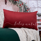 Almofada Feliz Natal Veludo Vermelho 28x48cm