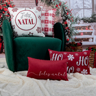 Almofada Feliz Natal Veludo Vermelho 28x48cm