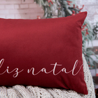 Almofada Feliz Natal Veludo Vermelho 28x48cm