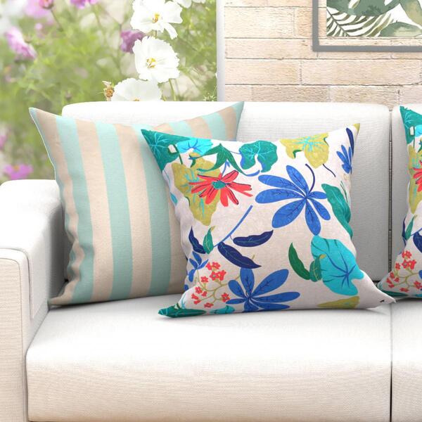 Almofada Floral Grande Estampada Decorativa 60cm X 60cm 2 Uni