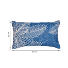 Almofada Retangular Folhagem Tecido Azul 12x30cm