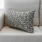 Almofada Geométrica Azul E Branco Retangular Tipo:completa