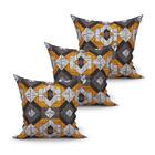 Almofada Geométrica Preta Grande Kit 3 Unidades 60cm X 60cm T