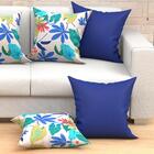 Almofada Grande Azul Estampada Floral Colorida 60cm X 60cm 4