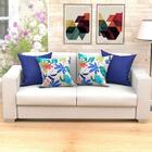 Almofada Grande Azul Estampada Floral Colorida 60cm X 60cm 4