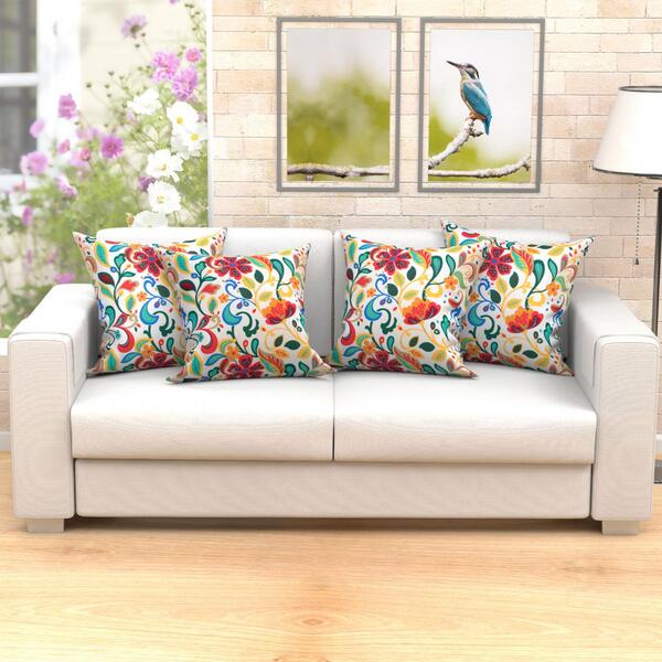 Almofada Grande Colorida Floral Alure 60cm X 60cm 4 Unidades