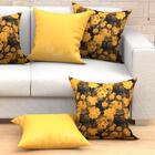 Almofada Grande Para Sala Floral Amarela 4 Unidades 60cm X 60