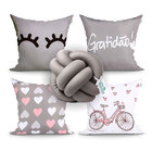 Almofada Gratidão Cinza Estampada Decorativa 4 Unidades 45cm
