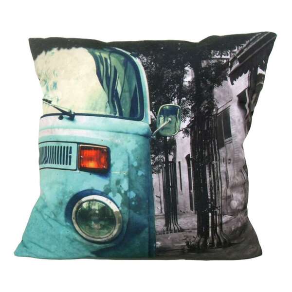 Almofada Impressão Digital Kombi Azul 42x42cm Uniart