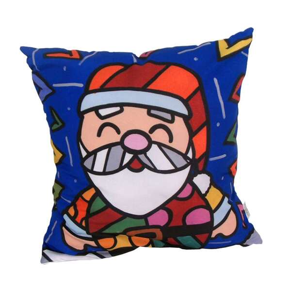 Almofada Impressão Digital Papai Noel Pop-art Azul 42x42cm Un